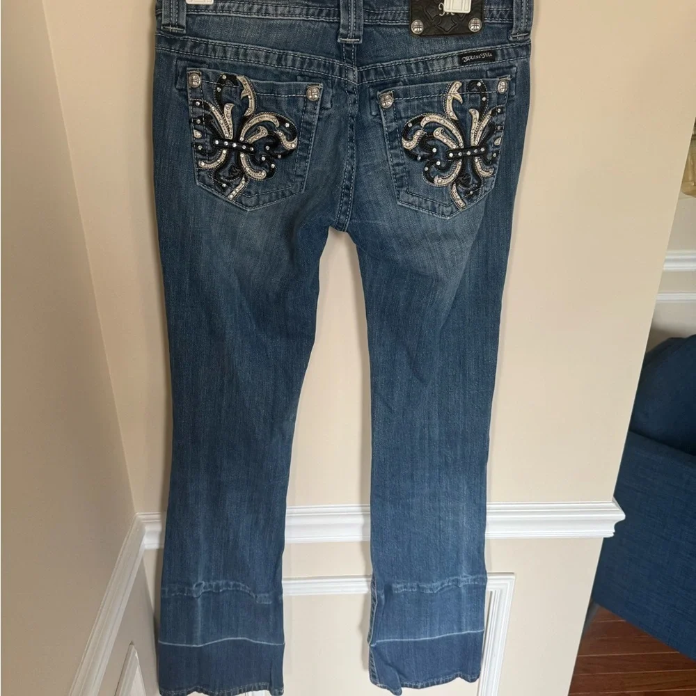 Y2K Women’s Size 29 Miss Me Bedazzled Biker Boot Cut Style JP6073B Vintage Wash - Picture 3 of 8